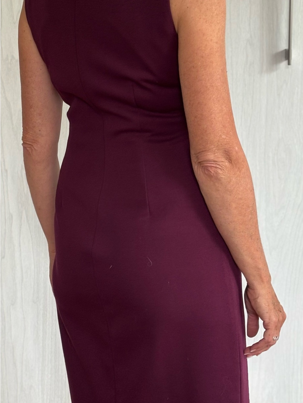 Ivanka Trump Sleeveless Ruched Midi Dress in Plum - Picture 3 of 5